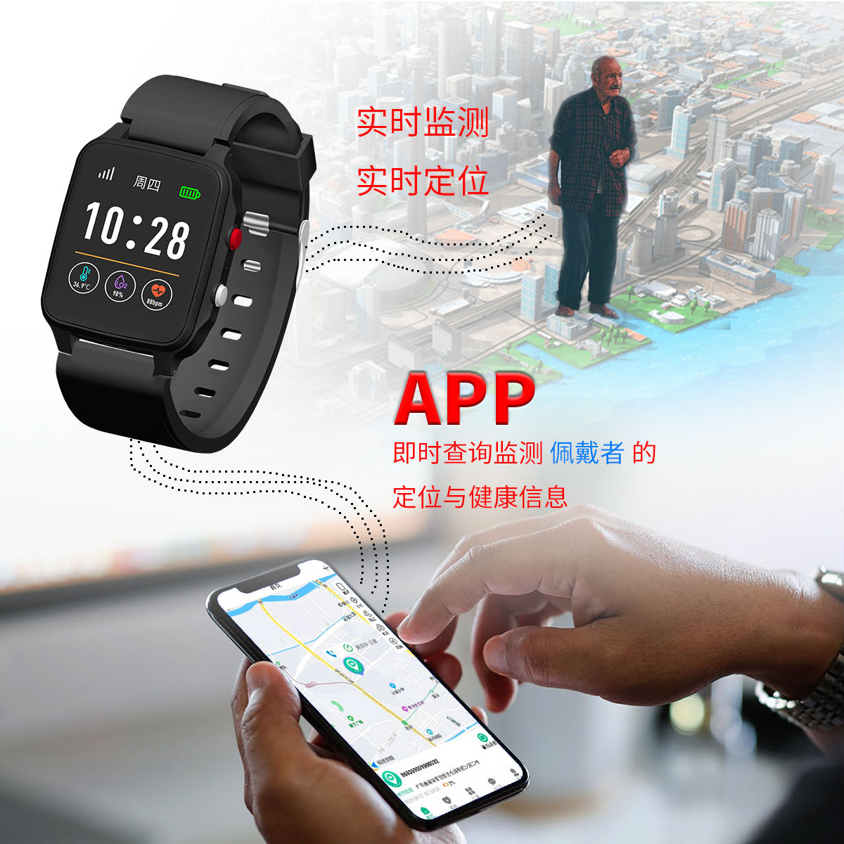 4G whole network high-definition call heart rate and blood oxygen monitoring SOS one-key distress two-way call AI intelligent positioning waterproof smartwatch H12_3