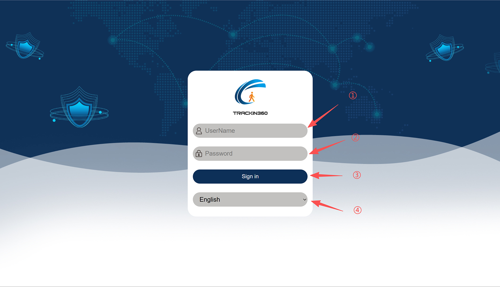 Trackin360 GPS tracking platform Login Interface Trackin360 GPS tracking platform Login Interface